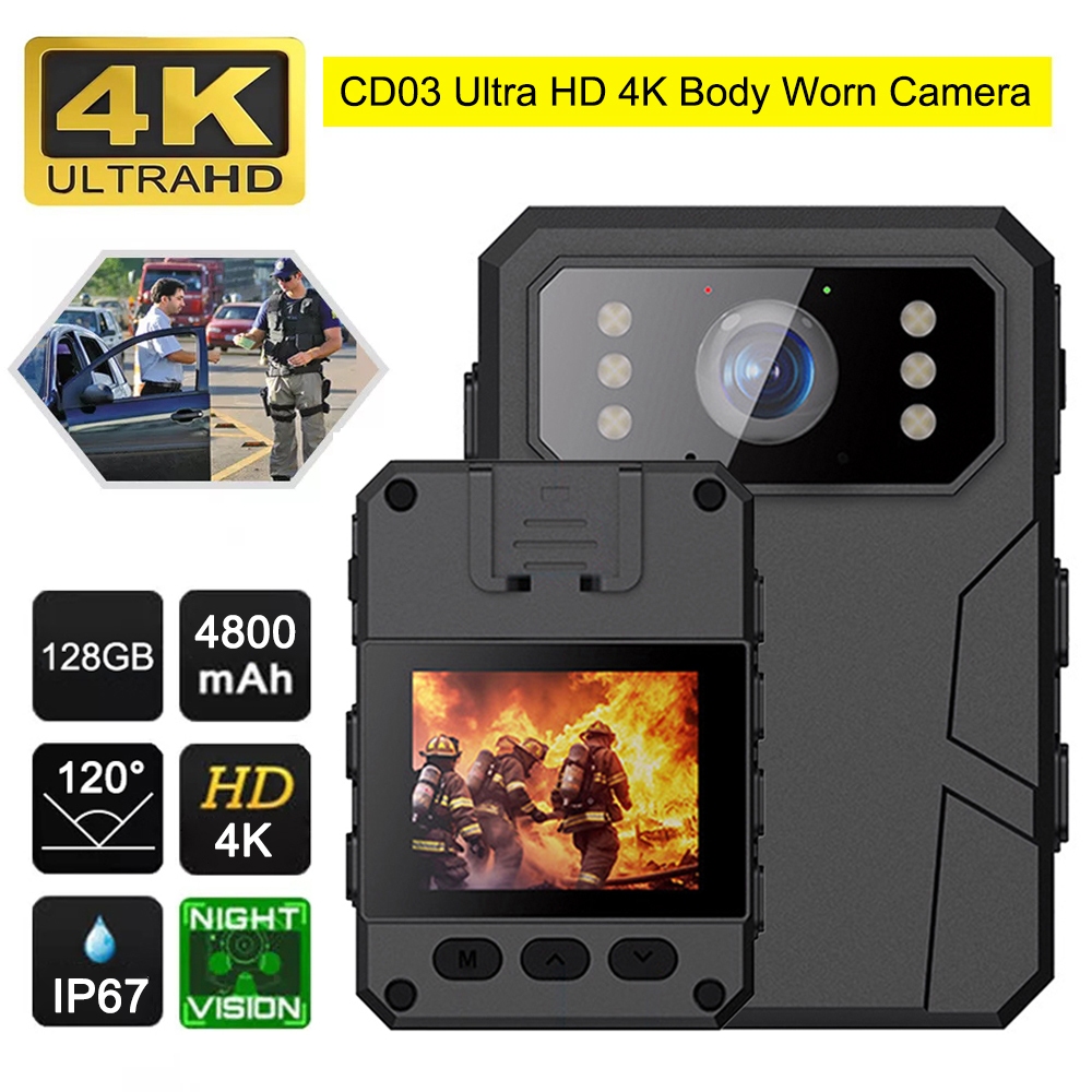 4K Mini Câmera Corporal Full HD 1080P 2 Polegada IPS Tela De Toque Visão Noturna Gravador Vídeo Segurança Guarda Polícia