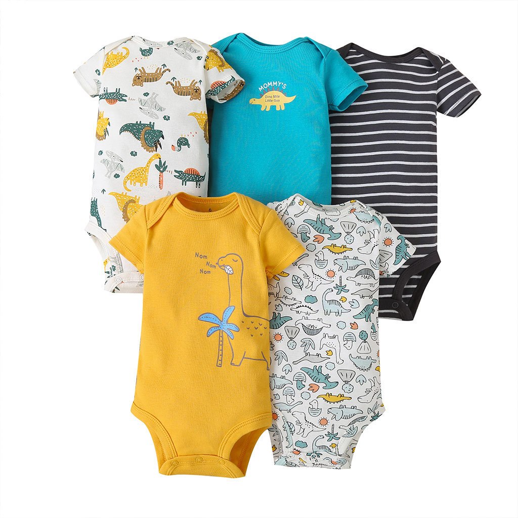 Lucky babay body caters manga curta conjunto de 5 peças body bebê menino