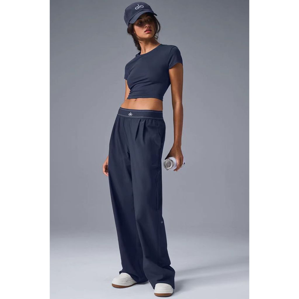 Calça Casual reta feminina de cintura alta A.l.o