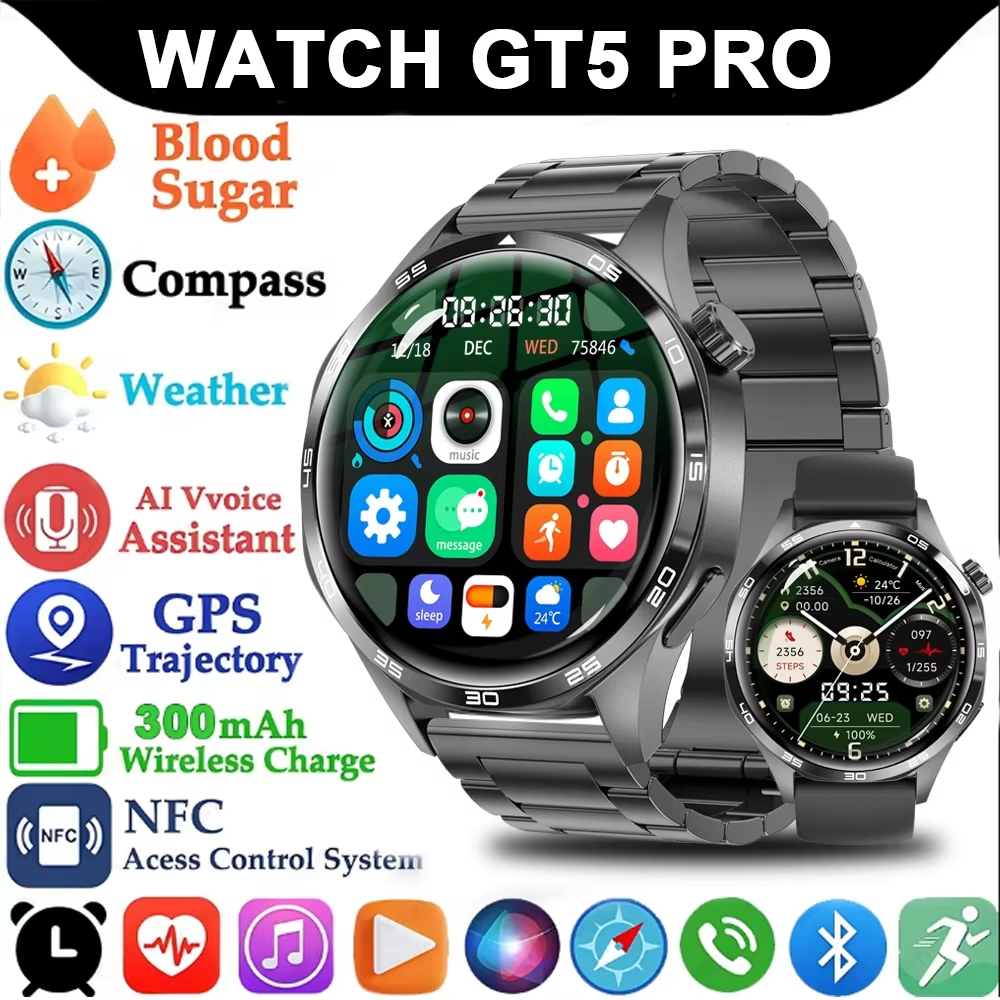 2026 Novo Smartwatch 5 Pro com GPS, NFC, Tela AMOLED, Monitoramento de Saúde, Monitoramento de Batimentos Cardíacos