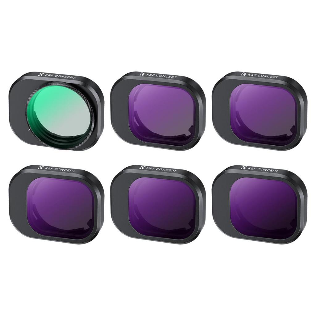 Kit De Filtro K & F Concept 6 Unidades CPL + ND8 + ND16 + ND32 + ND64 + ND128 Para Lente De Drone DJI Mini 4 Pro