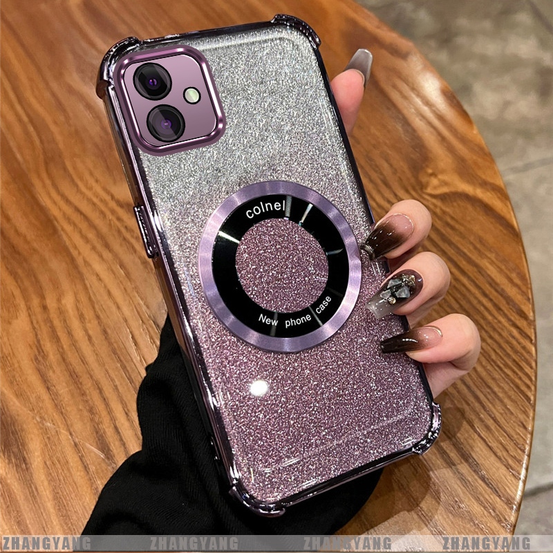 Capa Para Moto G54 G84 Galvanizada Quatro Cantos anti-Queda flash Em Pó De Telefone Sucção Magnética Estética Novo desig