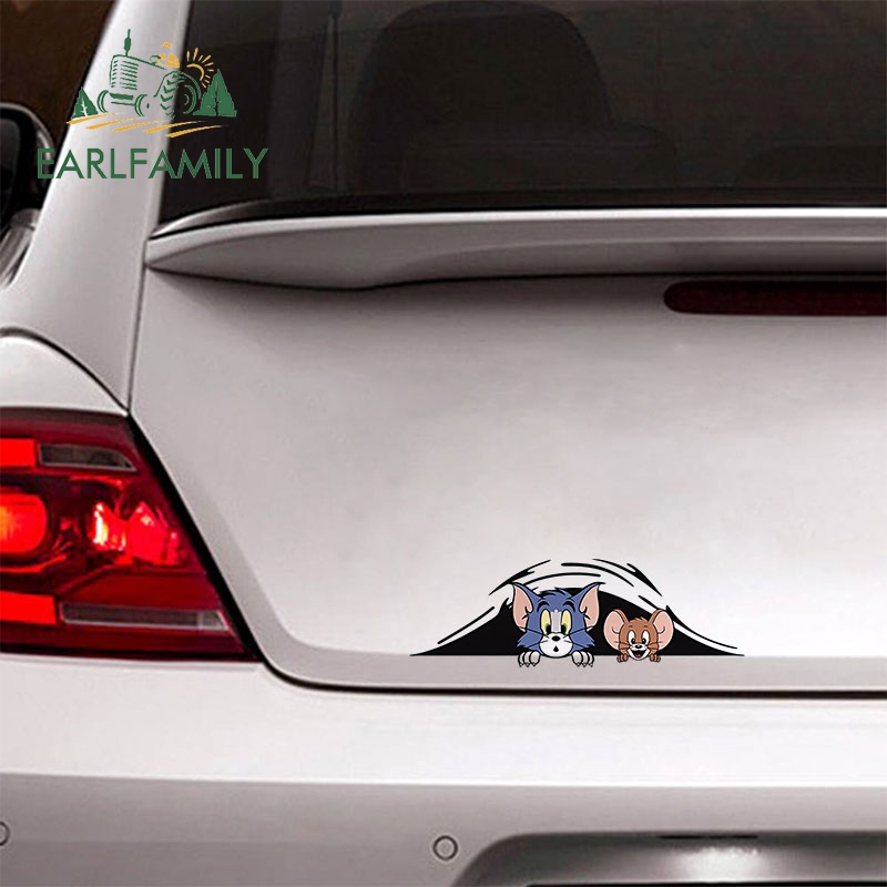 EARLFAMILY Adesivo De Carro Tom E Jerry , 13cm x 4.2cm , À Prova De Arranhões , Decalques De Vinil Da Moda , Adequados P