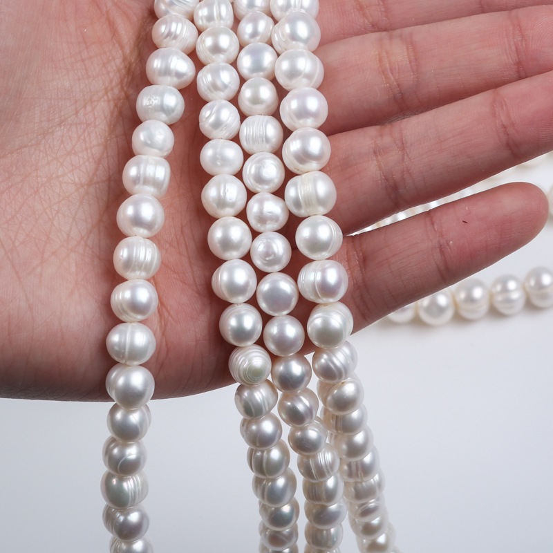 Fio De Pérola natural De Água Doce Em Forma De Batata De Cor Branca De 18 Cm 8-9 Mm Para Fazer Joias em Oferta na Shopee