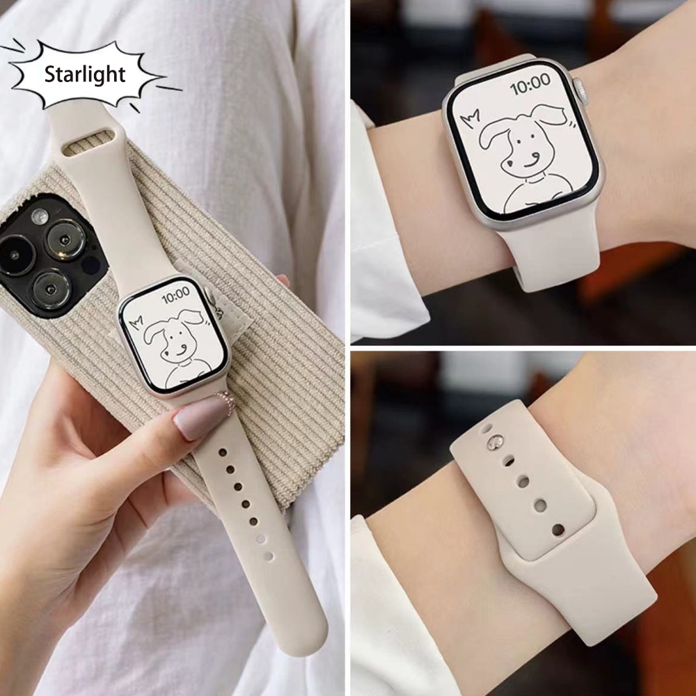 Pulseira De Silicone Macio Para iWatch Série 11/10/9/8/7/6/5/4/3/SE/Ultra 2 46mm 45mm 41mm 49mm 44mm 40mm 42mm 38mm