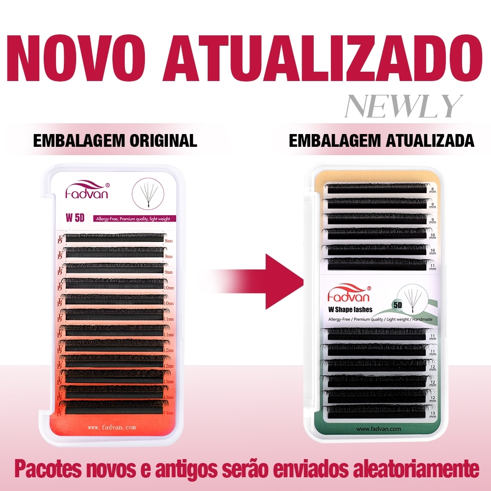 Fadvan L/LU (M)-curl 3D 4D 5D 6D Pestanas Fox Extensão De 12 Linhas Comprimento Misto 8-15mm · foto 2