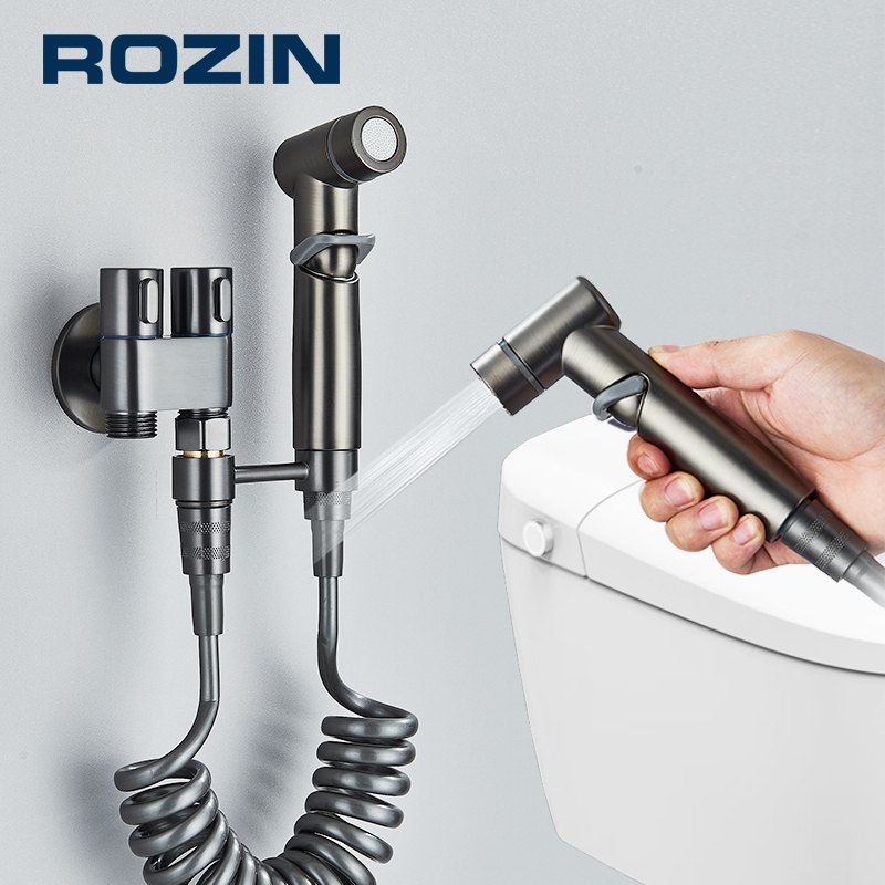 Ducha Higiênica Metal Para Kit Banheiro, Saída Dupla G1/2 Com Pulverizador Bidê Montado Na Parede