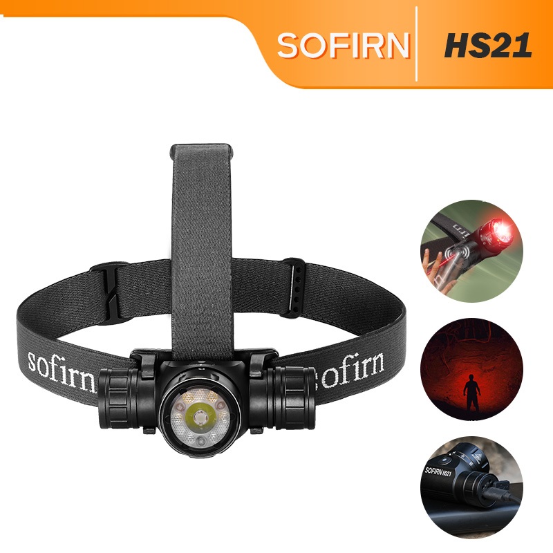 SOFIRN HS21 LED Recarregável Com Comutação De Luz Vermelha E Branca 18650 Farol De Carregamento USB em Oferta na Shopee