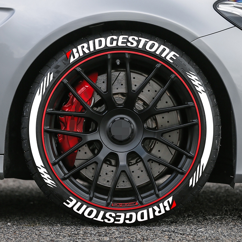 2PCS BRIDGESTONE Car Tire Sticker Motorcycle Tyre Sticker PVC Sectional 3D Letter Stickers For 1 Tire NO GLUE