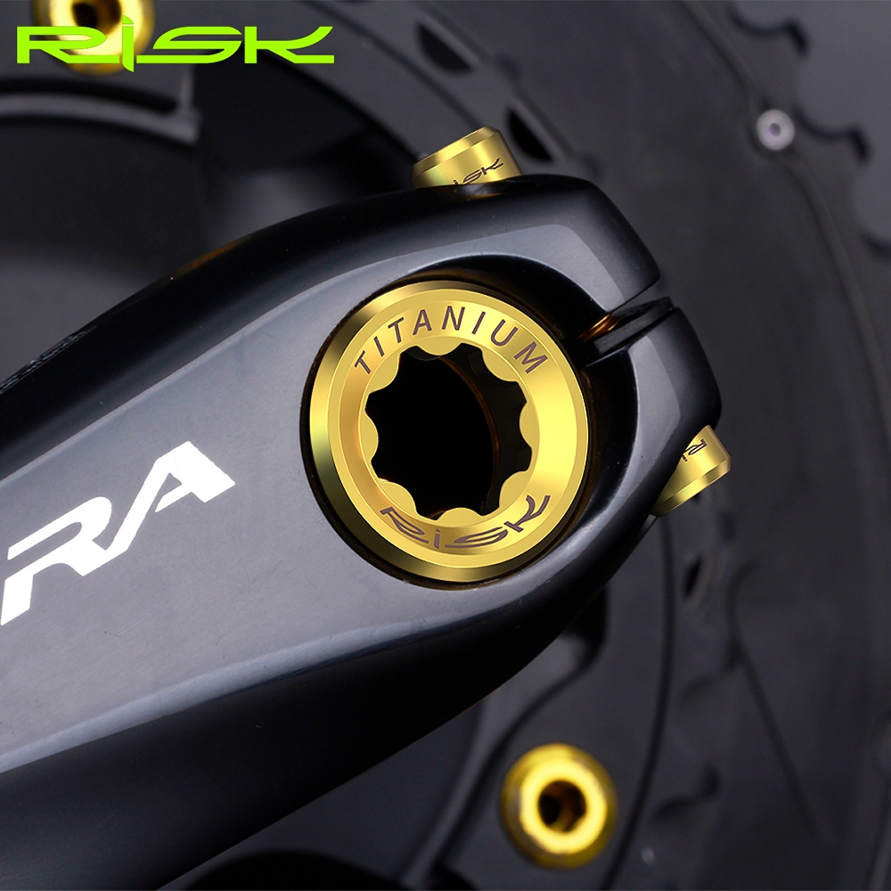 RISK M20X8mm Titânio Parafuso De Fixação Do Da Manivela Mountain Bike Integrado Oco Anel De Corrente Suporte Inferior BB Crank Braço Tampa