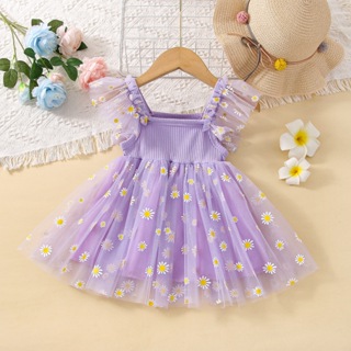 Verão Novo Margarida Chiffon Bebê Menina Vestido De Princesa , Estilo Coreano Crianças Sem Mangas Roupas Para 6 Meses A em Oferta na Shopee
