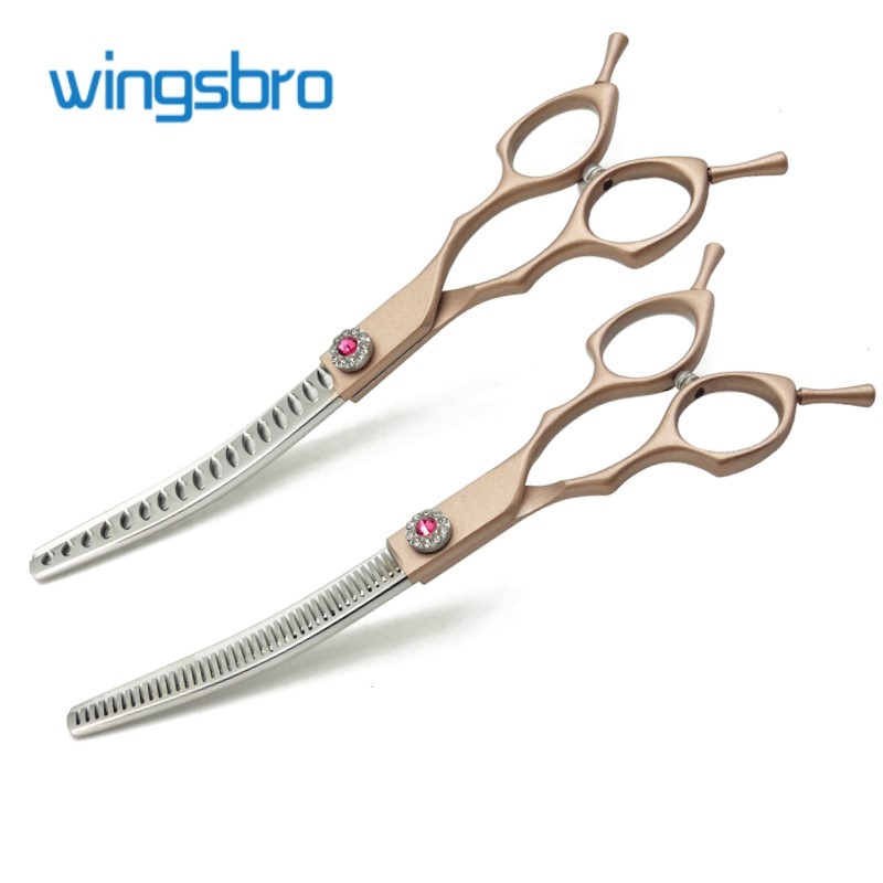7 Inch Pet Tesoura De Desbaste Curvo Profissional Cães De Tubarão Curvada Denso Ferramentas De Corte De Pêlos Gatos Scissors