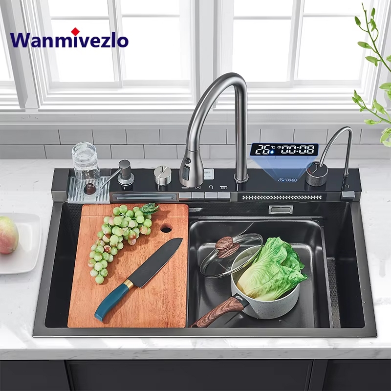 Kit Cuba de Cozinha Gourmet Completa Aço Inox Acessórios Mostra a Temperatura Torneira Gourmet - Miniatura 3