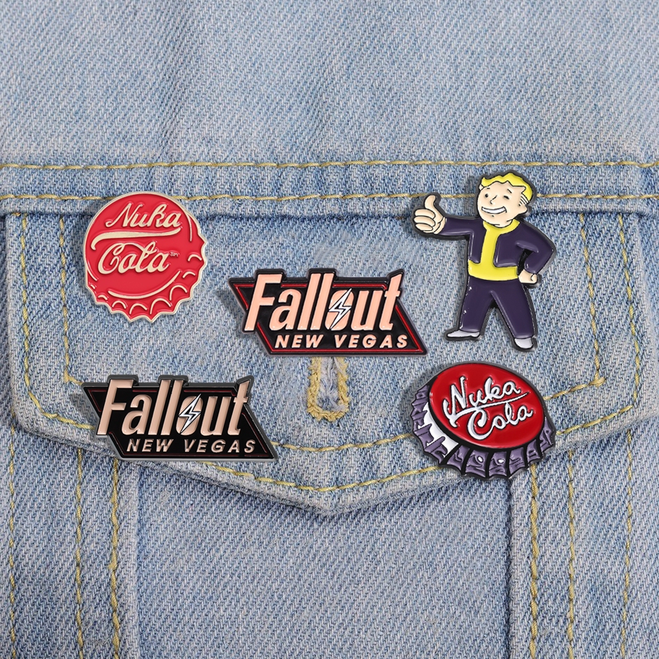 Fallout Novo Logotipo Do Jogo Vegas Emblema Nuka Cola Broche Tampa De Garrafa De Coca-Esmalte Pino Gamer Presente Acessó