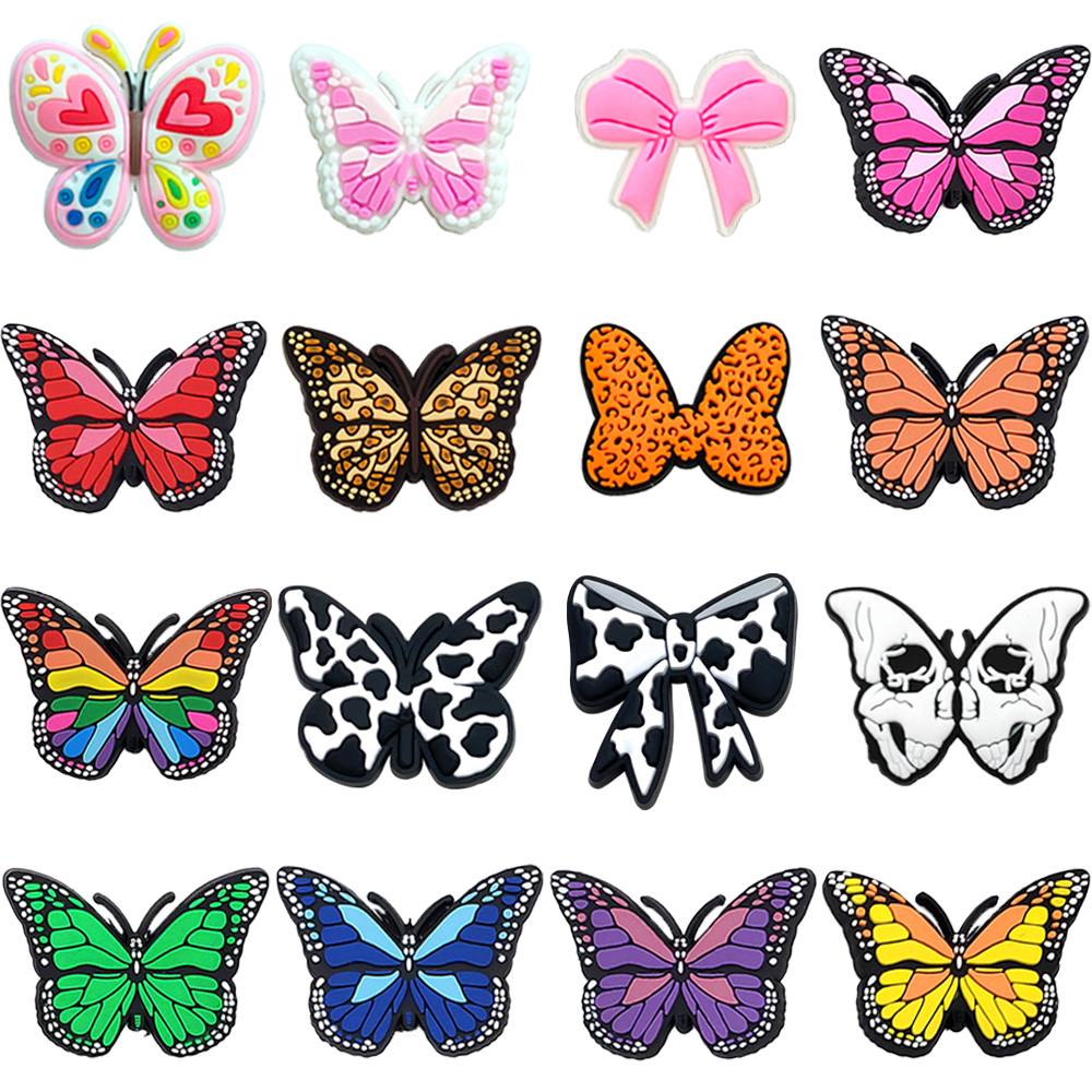 16 Estilos Lindas Borboletas Laços Tênis Encantos Sandálias Pingente Botão Original Sapato Tamanco Pinos Presentes Para em Oferta na Shopee