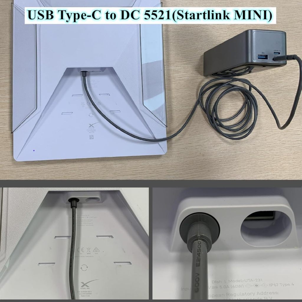 Cabo StarLink Space-x Mini USBC Para D , Sobrecarga À Prova D'água , Proteção Contra Curto-Circuito , SPX , Type-C DC ,