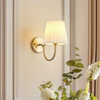 Lampu Dinding Abajur Retrô De Tecido Luminária De Parede Dobras Arandela Interna Sala Arte Em Ferro LED Quarto em Oferta na Shopee