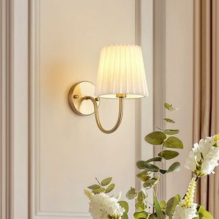Lampu Dinding Abajur Retrô De Tecido Luminária De Parede Dobras Arandela Interna Sala Arte Em Ferro LED Quarto
