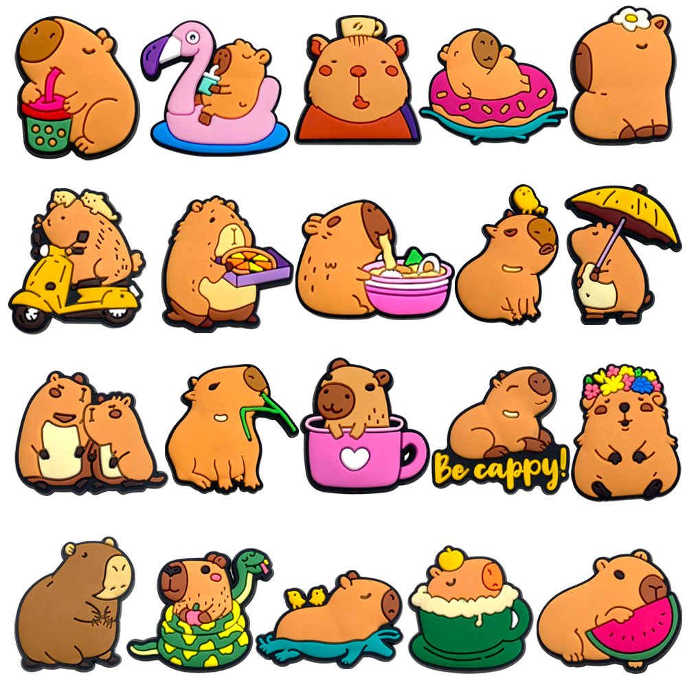 20 Estilos Capivara Tênis Encantos Sandálias Pingente Botão Original Sapato Tamanco Pinos Presentes Para Amigos