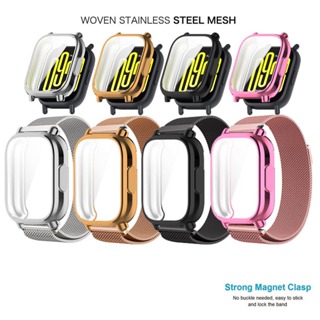 Para Redmi Relógio 5 Active/5 Lite 2in1 Cinta + Caso Milanês Pulseira De Aço Inoxidável Pulso Fivela Magnética Banda em Oferta na Shopee