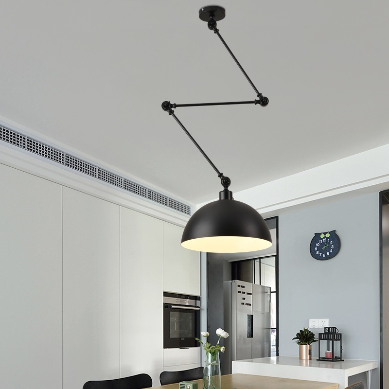 Luz Pendente Industrial Ajustável Braço Oscilante Cúpula Lustre De Metal Macaron De Teto Colorida Para Balcão De Bar , I