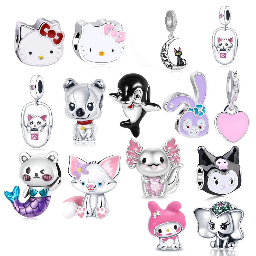 Berloque Pingente Charmes Bijuteria Dog Prata 925 Charme Hello Kitty Animal Cartoon Amuletos Para Pulseira Bracelete em Oferta na Shopee