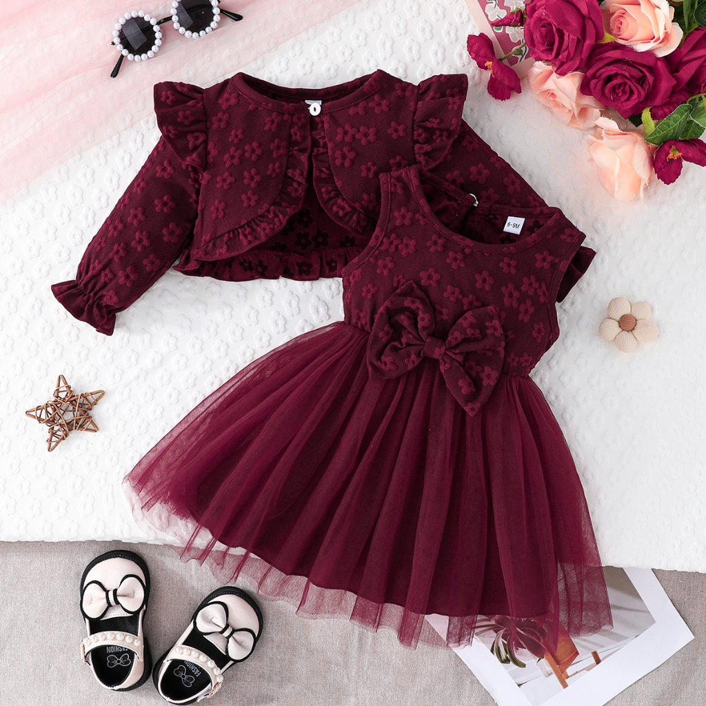 Conjunto Roupa Infantil Menina 6Meses-3 Anos Verão Moda Manga Longa Botão Casaco Suspensór...
