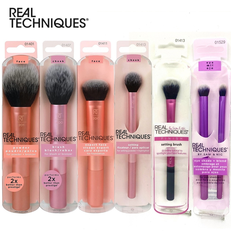 Real Techniques Pincéis De Maquiagem Série Fundação Blush Marcador Sombra Contorno Em Pó Solto em Oferta na Shopee