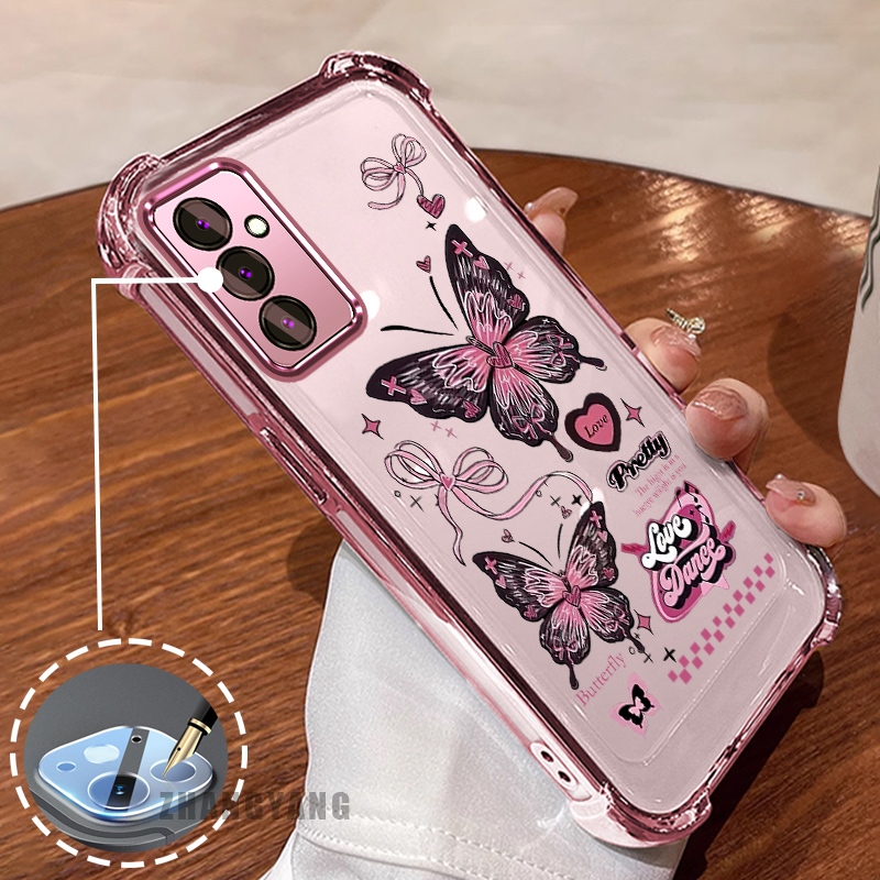 Capa Para Samsung A15 5G A25 5G Quatro Cantos silicone anti Queda Caso De Telefone Galvanoplastia Estética Borboleta Nov
