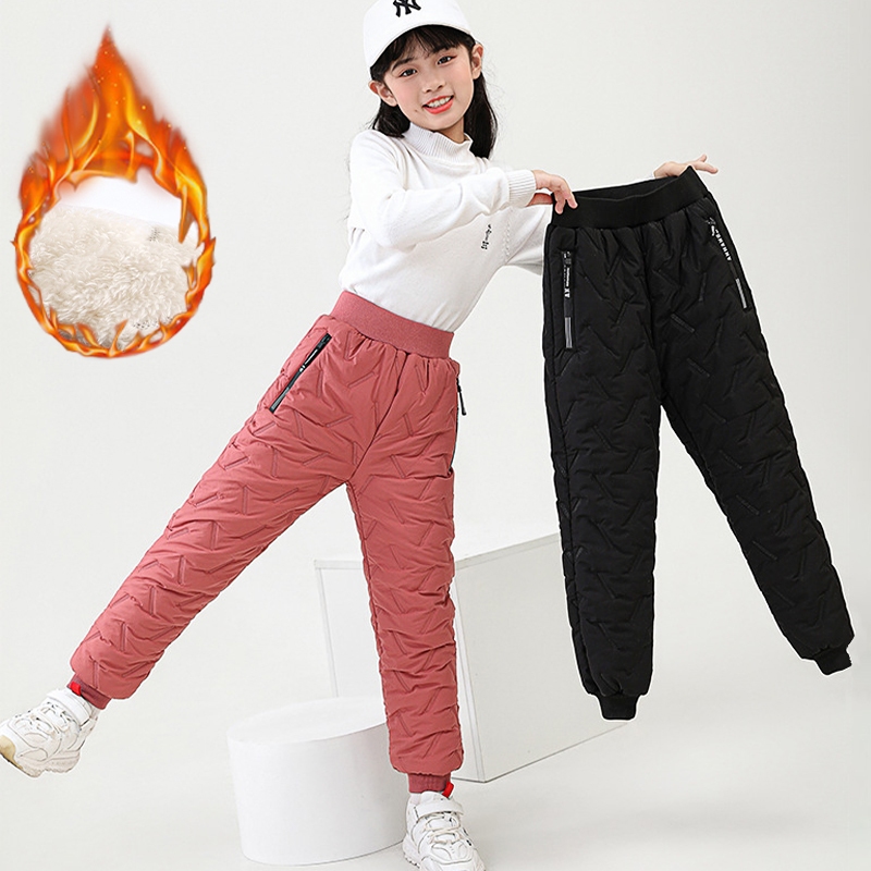 Para Meninas 3-12 Anos De Idade Inverno Quente Cashmere Calças De Algodão Meninos Moda Moletom À Prova Dwaterproof Água