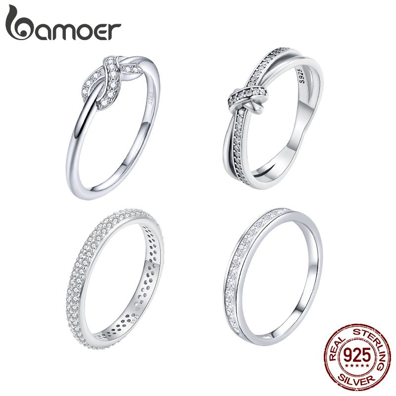 Anel Bamoer 925 Prata Esterlina Transparente Zircônia Cúbica Anéis De Noivado Para Mulheres Joias De Casamento SCR494 em Oferta na Shopee
