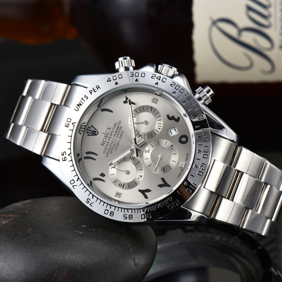 Rolex novo estilo moda Casual relógio suíço movimento de quartzo masculino três olhos Display japonês relógio dgyh