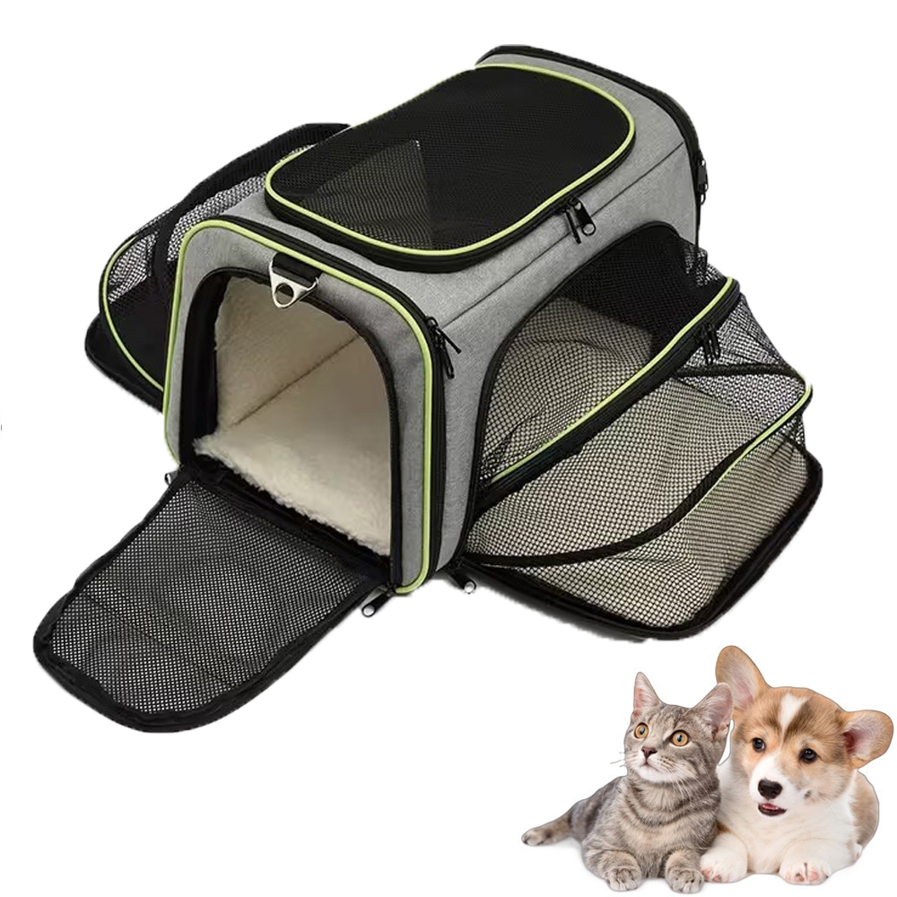 Bolsa Pet Expansível Transporte Viagem Avião Cabine Cachorros e Gatos Cinza
