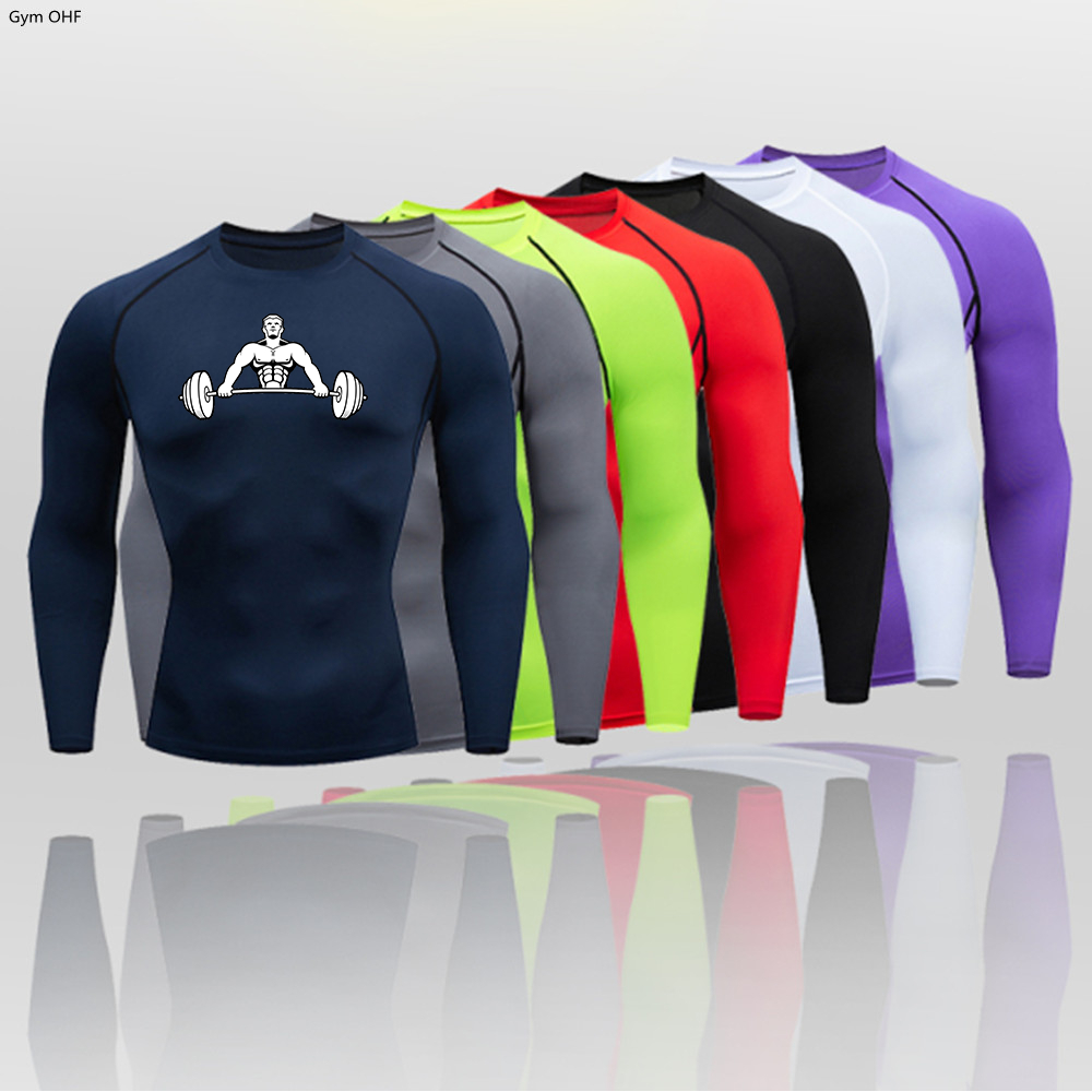 Camiseta De Compressão Masculina De Manga Comprida Roupas Esportivas Ajuste Apertado Outono Treinamento De Fitness Clthi