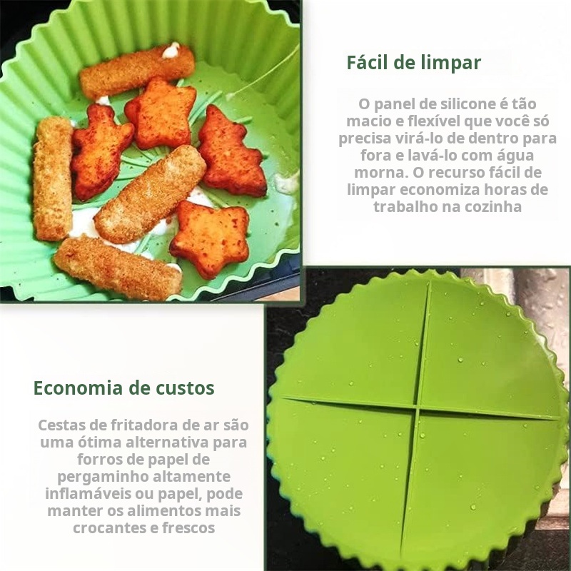 KIT 6 Assadeira forma de silicone air fryer Em Silicone Flexível Lavável forno e microondas