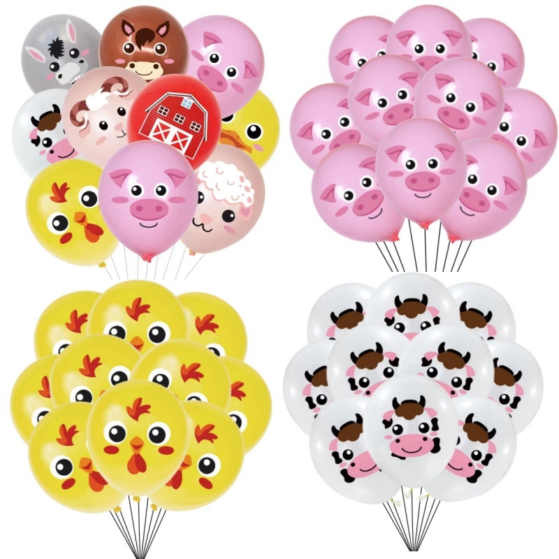 10pcs Balões De Látex Temáticos De Animais De Fazenda , 30cm/12 Polegadas , Adequados Para Decorar Fazendas , Festas De 