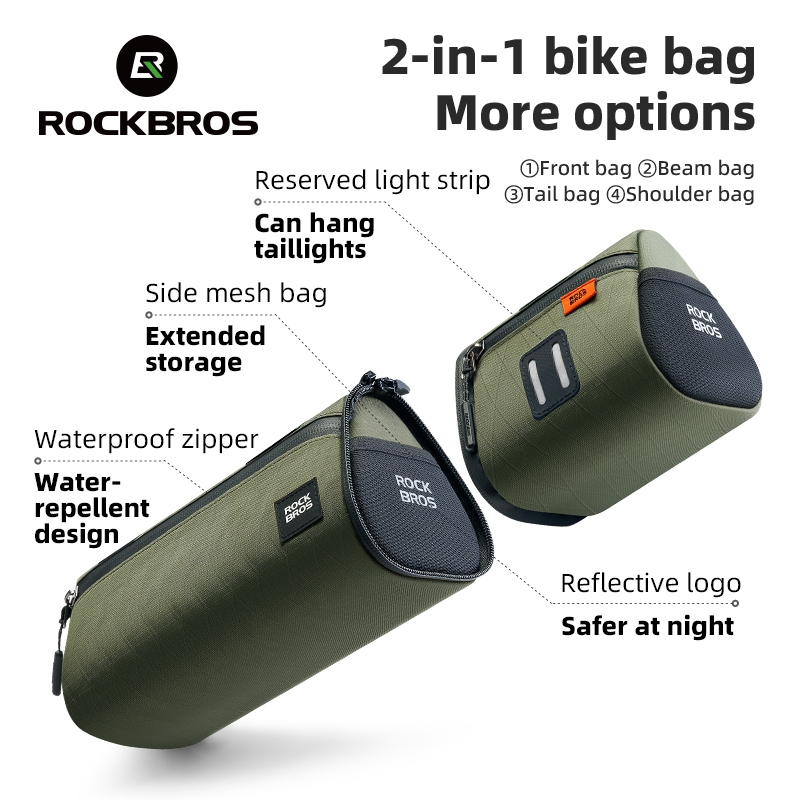 ROCKBROS Bolsa Para Guidão , Grande Capacidade , 2L , Repelente De Água , Tubo Frontal , De Ciclismo , Dois Em Um , Resi em Oferta na Shopee