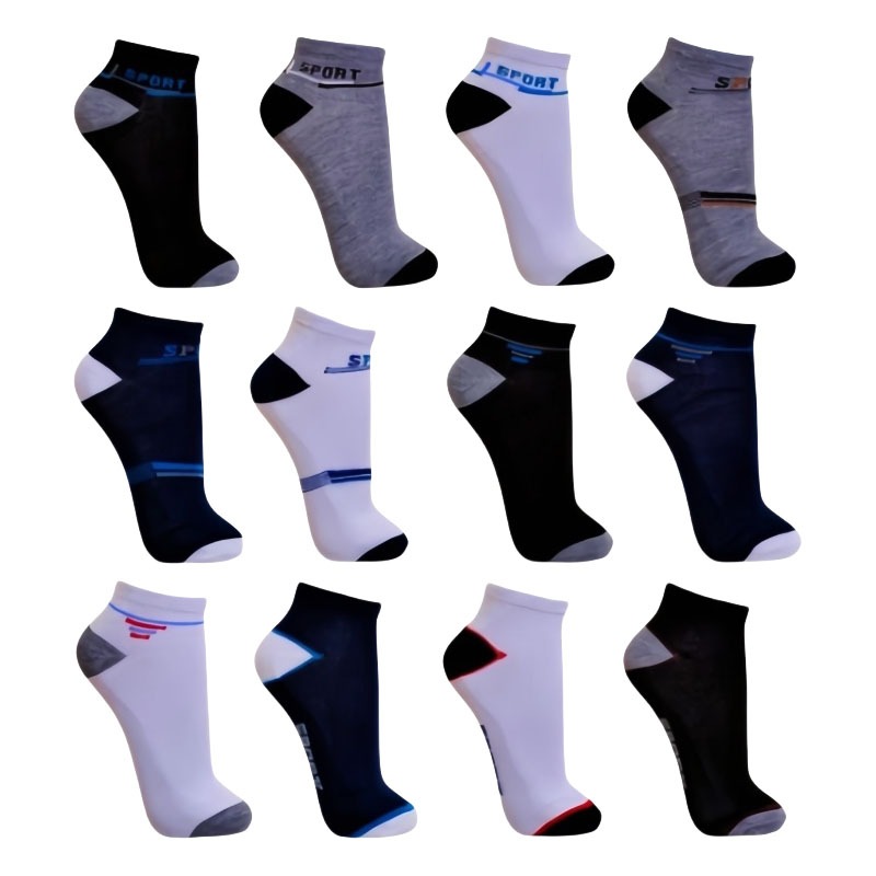 Z&D Lingerie Kit 12 Pares Meias Soquete Masculino Cores Variadas