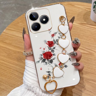 Capa Para Oppo Realme C53 C51 C63 C61 4G Narzo N53 N63 Note 50 Red Rose Galvanoplastia De Telefone Anti-Queda Com Pulsei em Oferta na Shopee