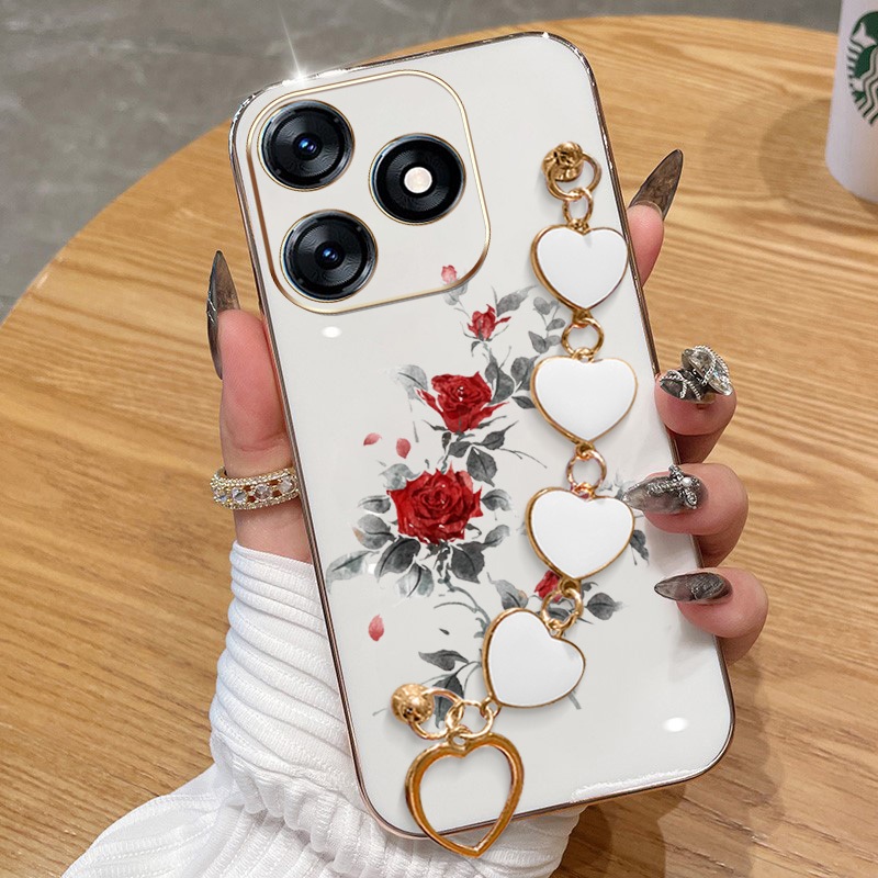 Capa Para Infinix Smart 8 Pro Plus Hot 40i Tecno Spark Go 2024 20 20C Pop 8 Itel P55 4G Red Rose Galvanoplastia De Telef em Oferta na Shopee