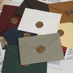 Envelope com padrão de linho, Envelope triangular ocidental, papel especial, estilo retrô, convite de negócios