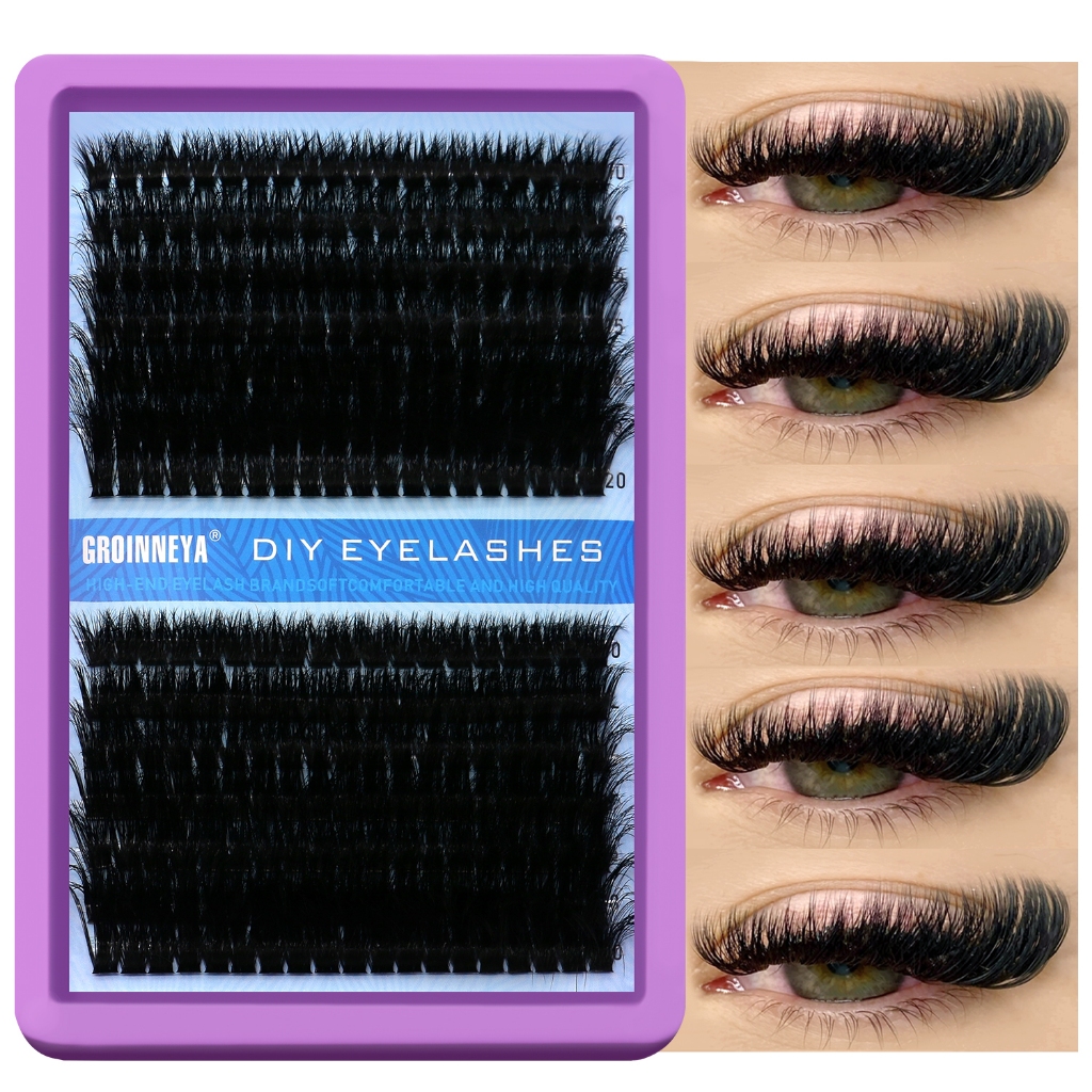 GROINNEYA 280 Pcs Cílios Cluster Fofos Extensões De Grossos 10-18mm Lash Extensions em Oferta na Shopee