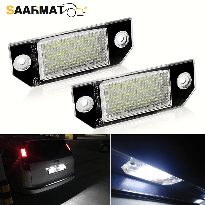 2Pçs Carro LED Luz Da Placa De Matrícula Branca Para Ford Focus C-MAX I 2003-up Para Ford Focus MK2 2003-2008