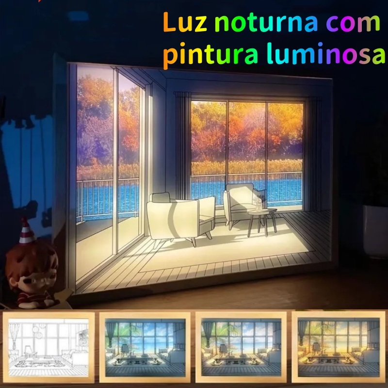 Luz Pintura led Escurecimento Arte Da Parede Candeeiro Mesa Decoração Casa Lâmpada Noturna Interior