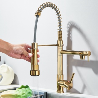 Torneira Cozinha Gourmet Monocomando Com Spray Extensor Dourado em Oferta na Shopee