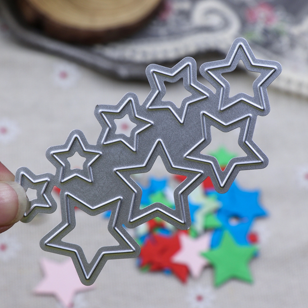 Moldes De Corte De Metal Com Estrela De Cinco Pontas Para Fazer Cartões , Estêncil Artesanal De Scrapbooking DIY , Estre