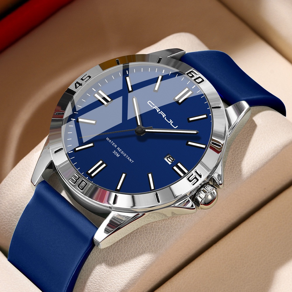 Relógio Masculino CRRJU Original Genuíno Nova Moda Simples Luminosa Pulseira De Silicone Casual Negócios Esportes Quartz em Oferta na Shopee
