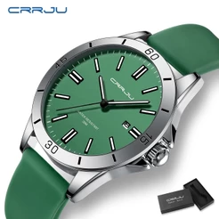 Relógio Masculino CRRJU Novo Original Genuíno Casual Luminoso À Prova Dwaterproof Água Pulseira De Silicone Moda Negócio