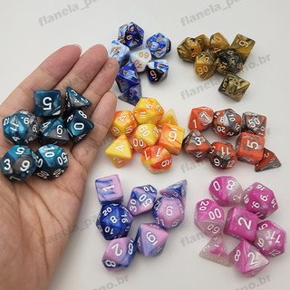Jogo de Dados Bicolor Multicolorido, Conjunto de 7 Peças, Dados Digitais para Dragões, Pathfinder, D&D e RPG