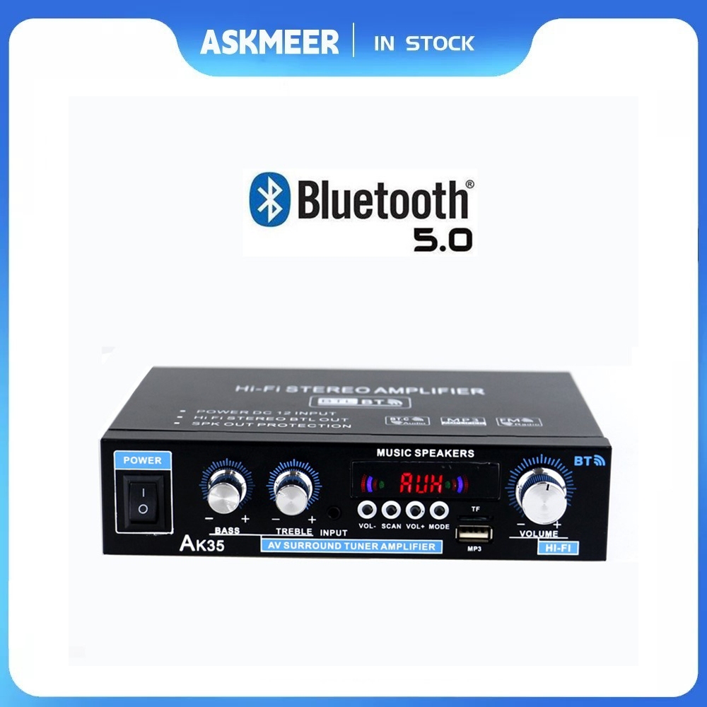 AK35 380 800W Digital Amplifier 110-240V Bass Audio Power Bluetooth Amplifier FM Music Subwoofer em Oferta na Shopee